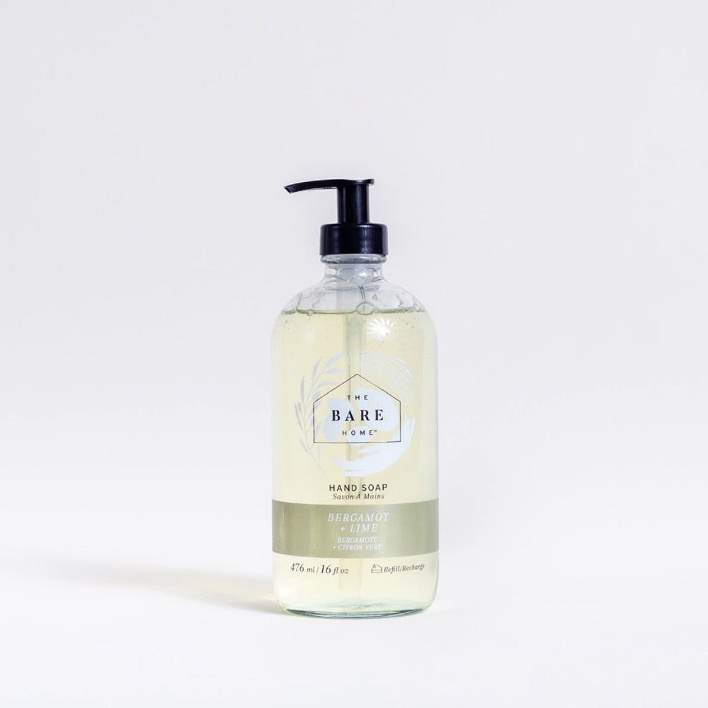 The Bare Home | Bergamot + Lime Hand Soap in Glass Bottle