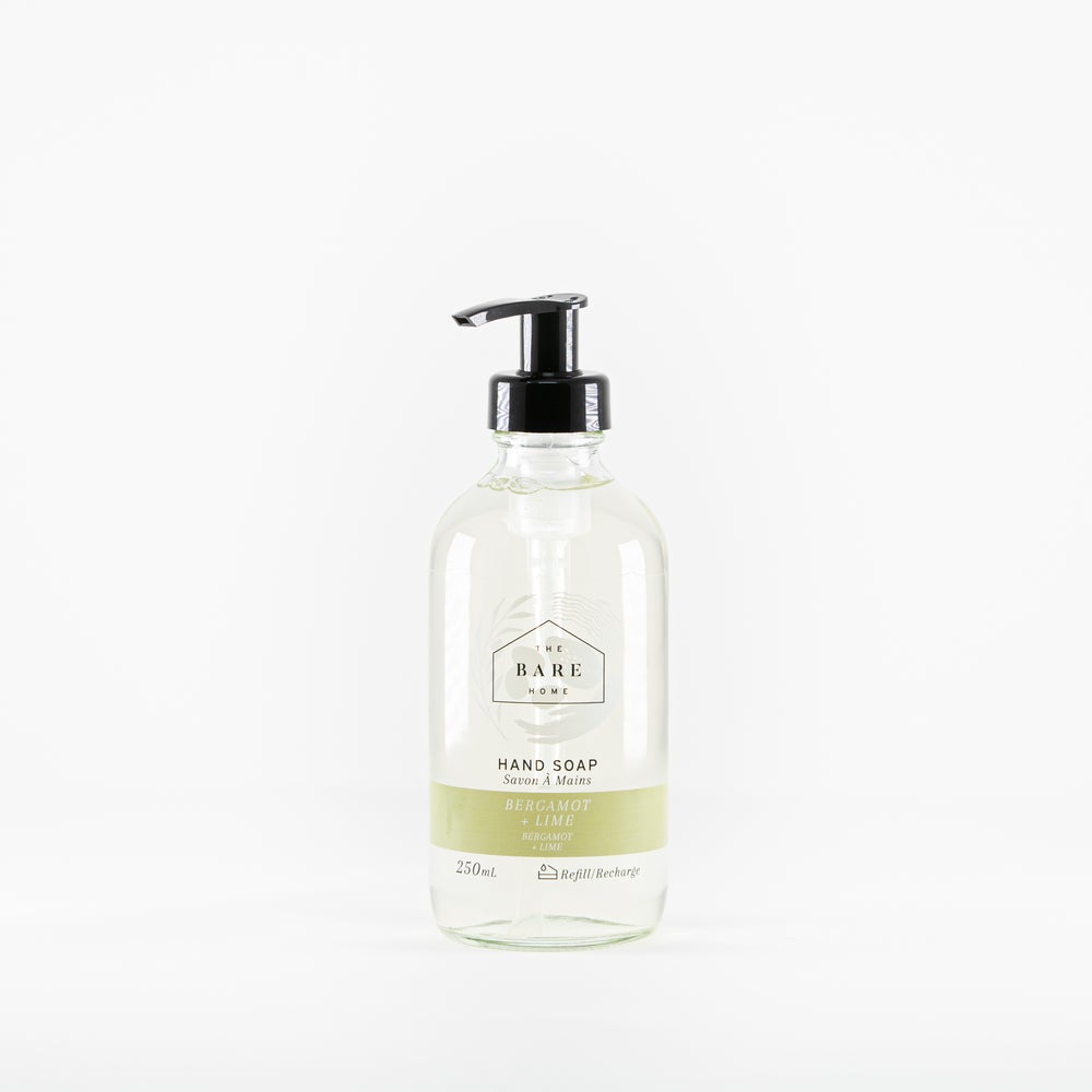 The Bare Home | Bergamot + Lime Hand Soap in Glass Bottle