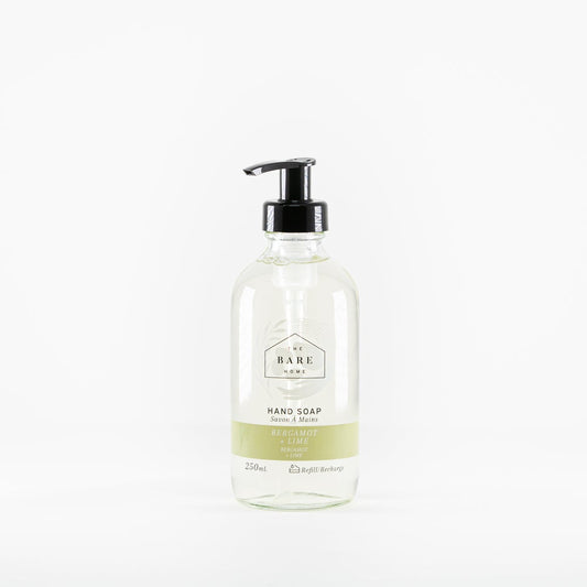 The Bare Home | Bergamot + Lime Hand Soap in Glass Bottle
